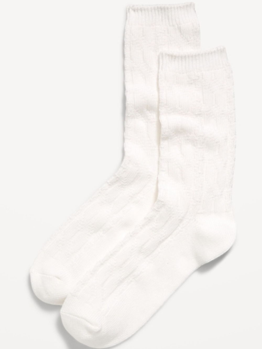 5 PAIRS Old Navy Men's White Cable Knit Crew Socks-NWT